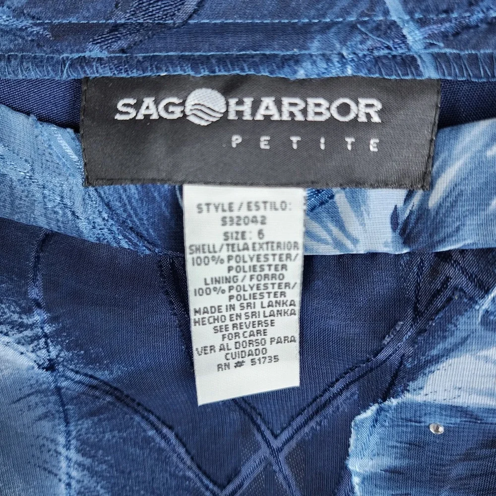 Sag Harbor Maxi Skirt Womens 6P Blue Floral Rhinestone Textured‎ Chiffon Lined
